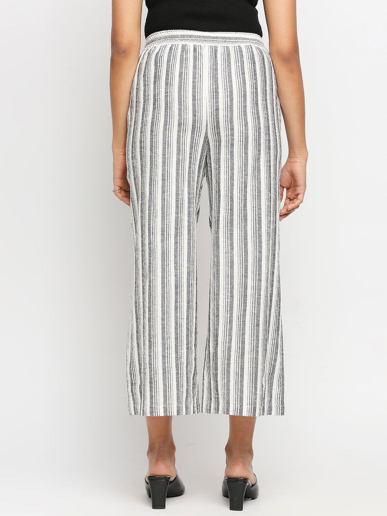 Women's Off White Powerloom Cotton  Palazzo
