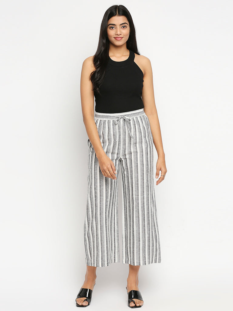 Women's Off White Powerloom Cotton  Palazzo