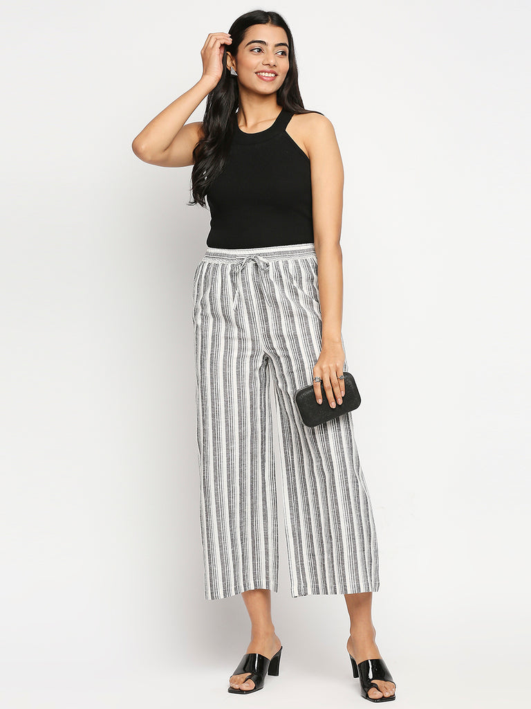 Women's Off White Powerloom Cotton  Palazzo