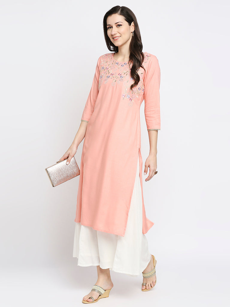 Women's Off White Cotton Blend Stripes Palazzo