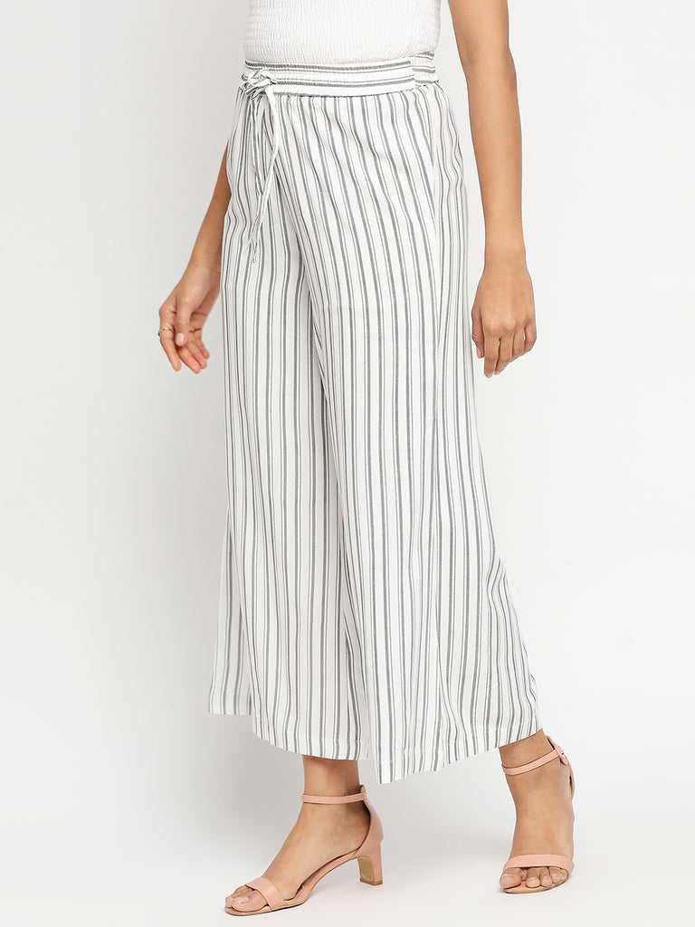 Women's Off White Rayon  Palazzo