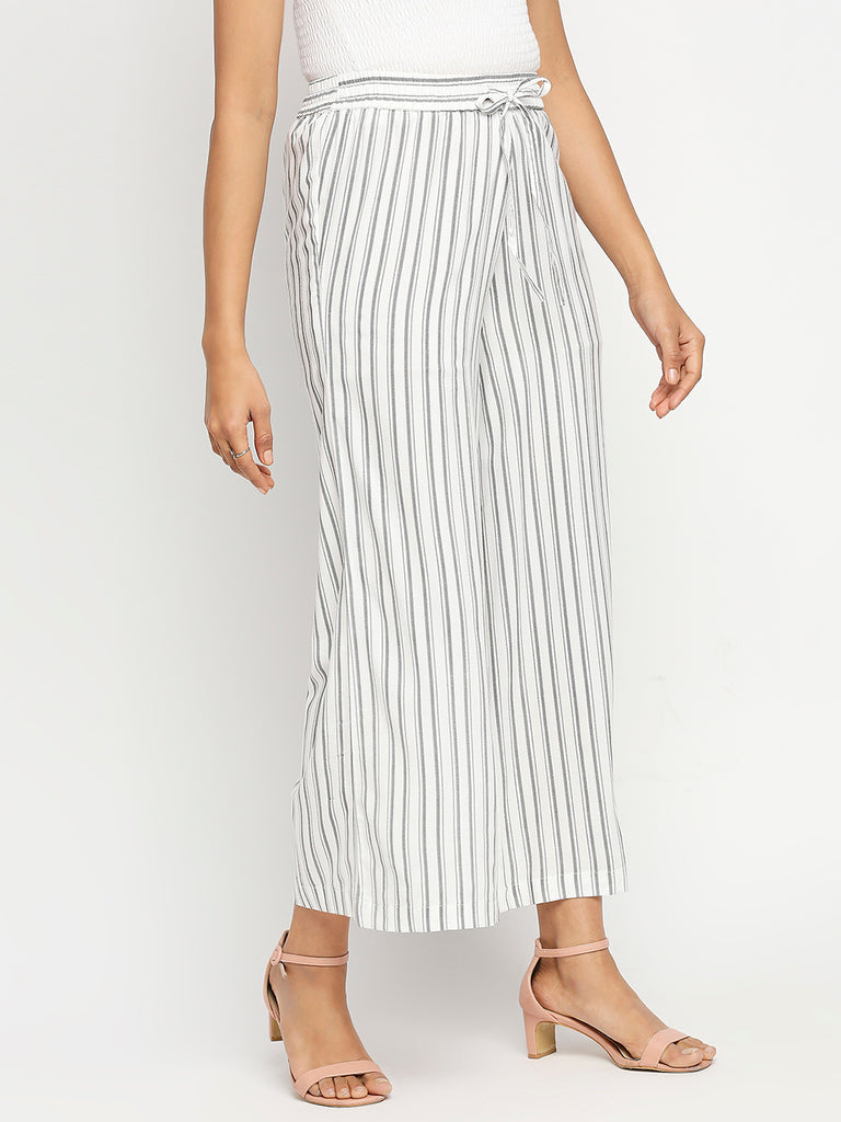 Women's Off White Rayon  Palazzo