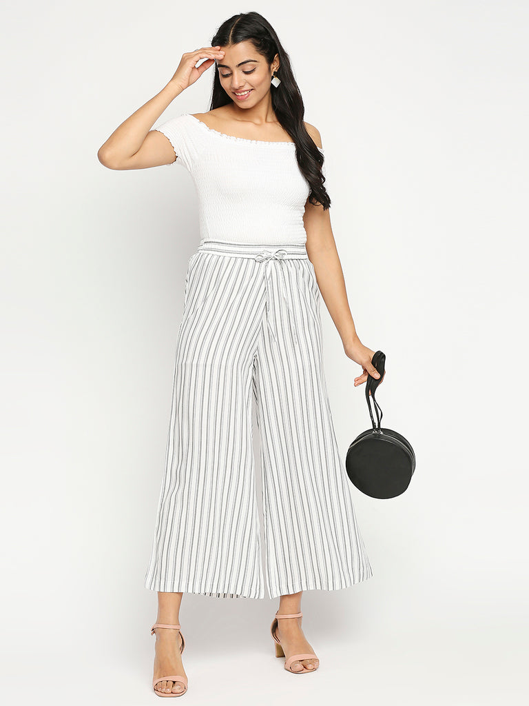Women's Off White Rayon  Palazzo