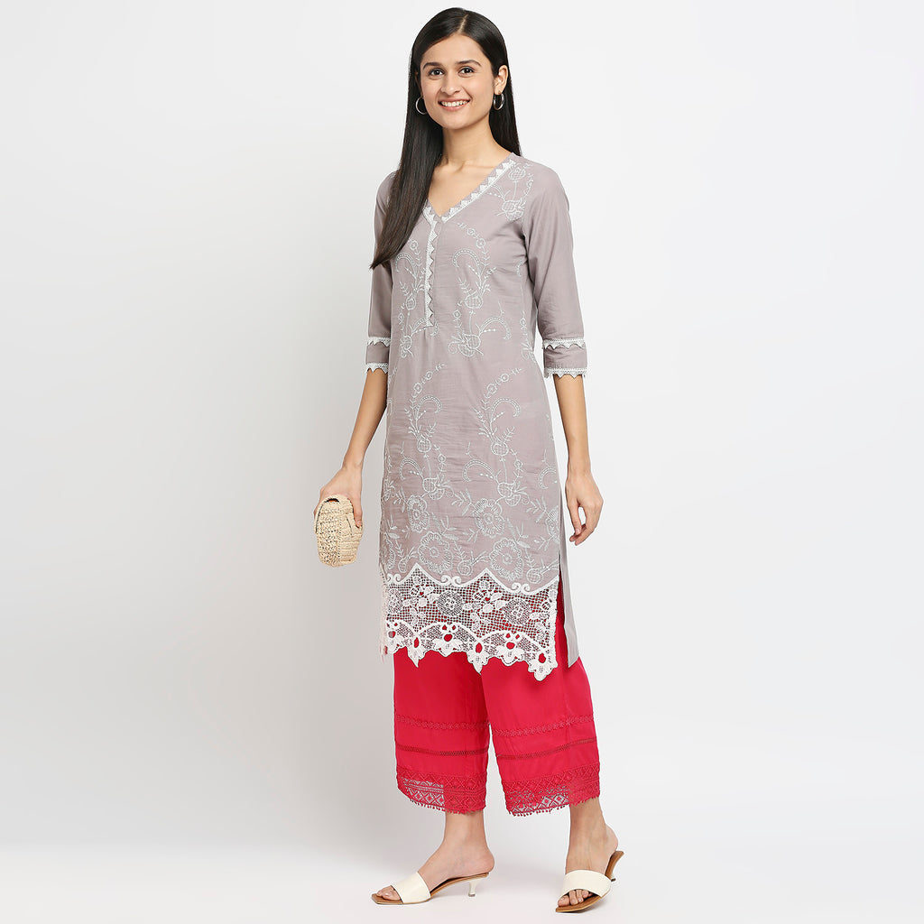 Women's Fuchsia Rayon Solid Palazzo