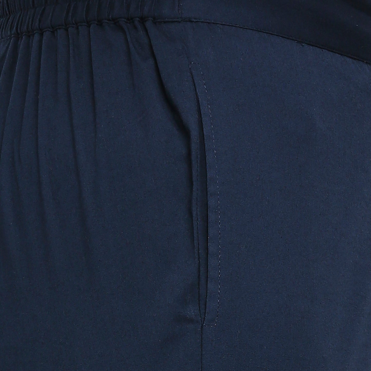 Women's Navy Cotton Solid Pants