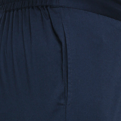 Women's Navy Cotton Solid Pants
