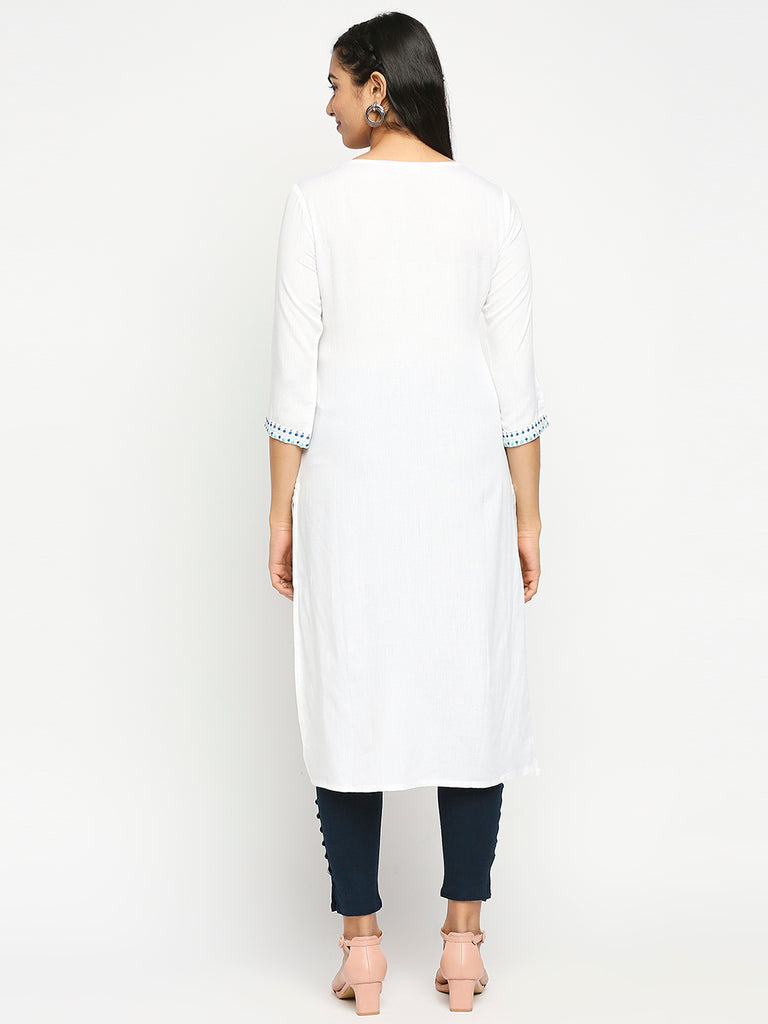 Women's Off White Viscose  Kurta