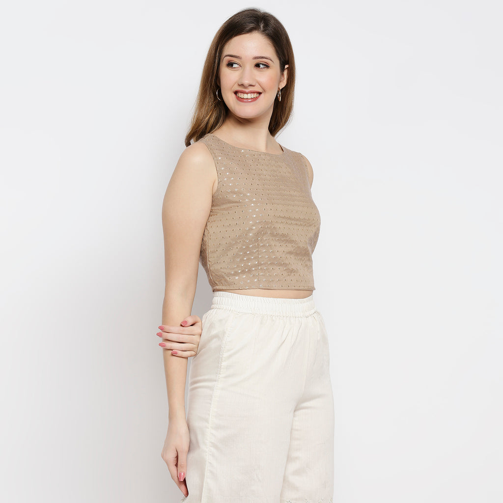 Women Gold Brocade Brocade Blouse