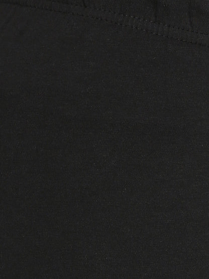Women's Black Cotton Lycra Solid Leggings
