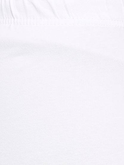 Women's White Cotton Lycra Solid Leggings