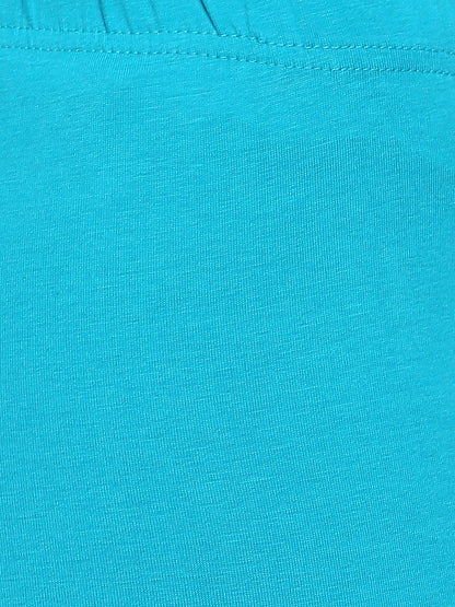 Women's Aqua Cotton Lycra Solid Leggings