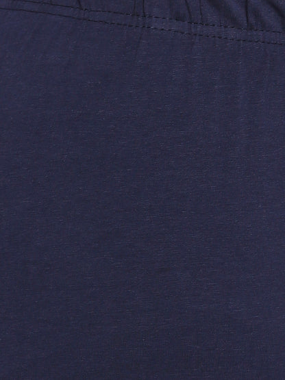 Women's Navy Cotton Lycra Solid Leggings