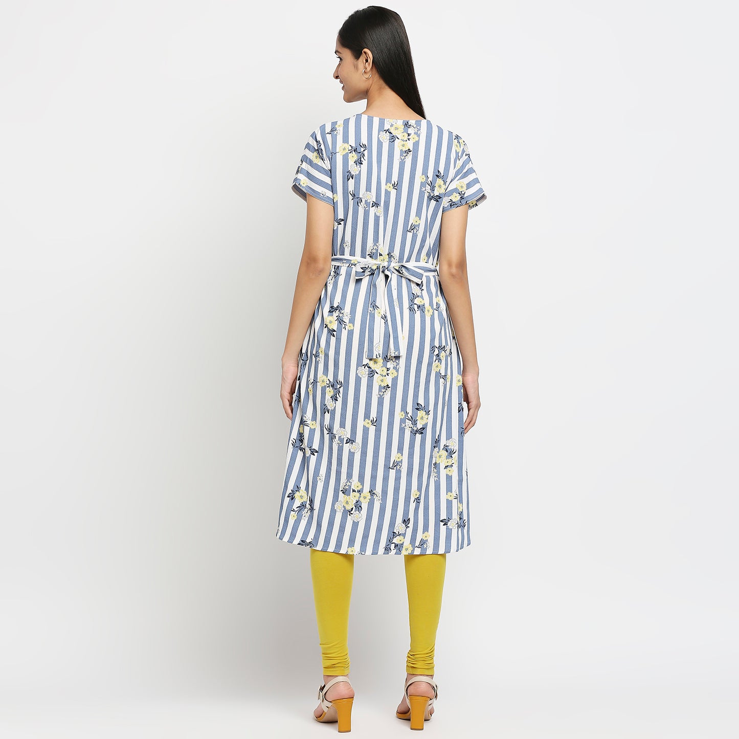 Women's Blue Poly Crepe Printed Kurta
