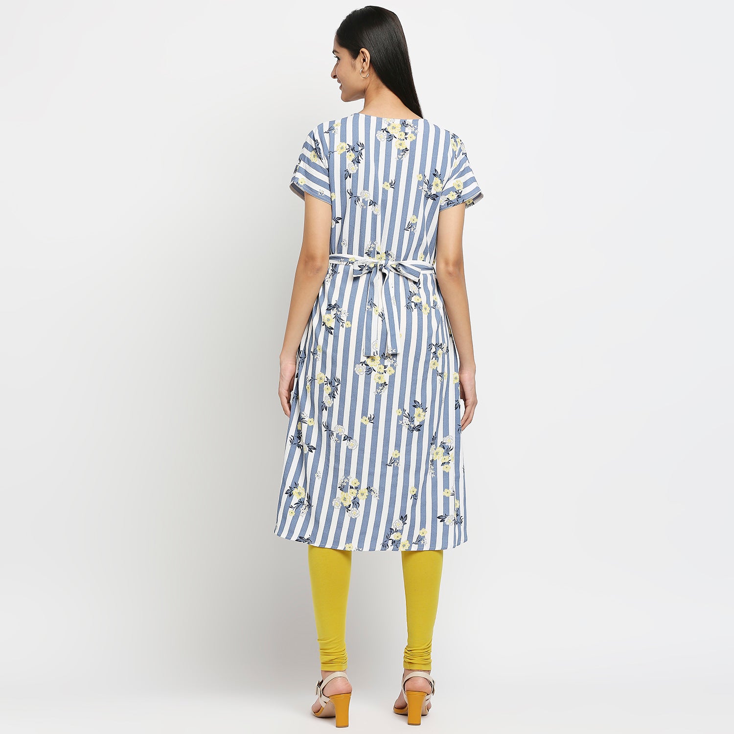 Women's Blue Poly Crepe Printed Kurta