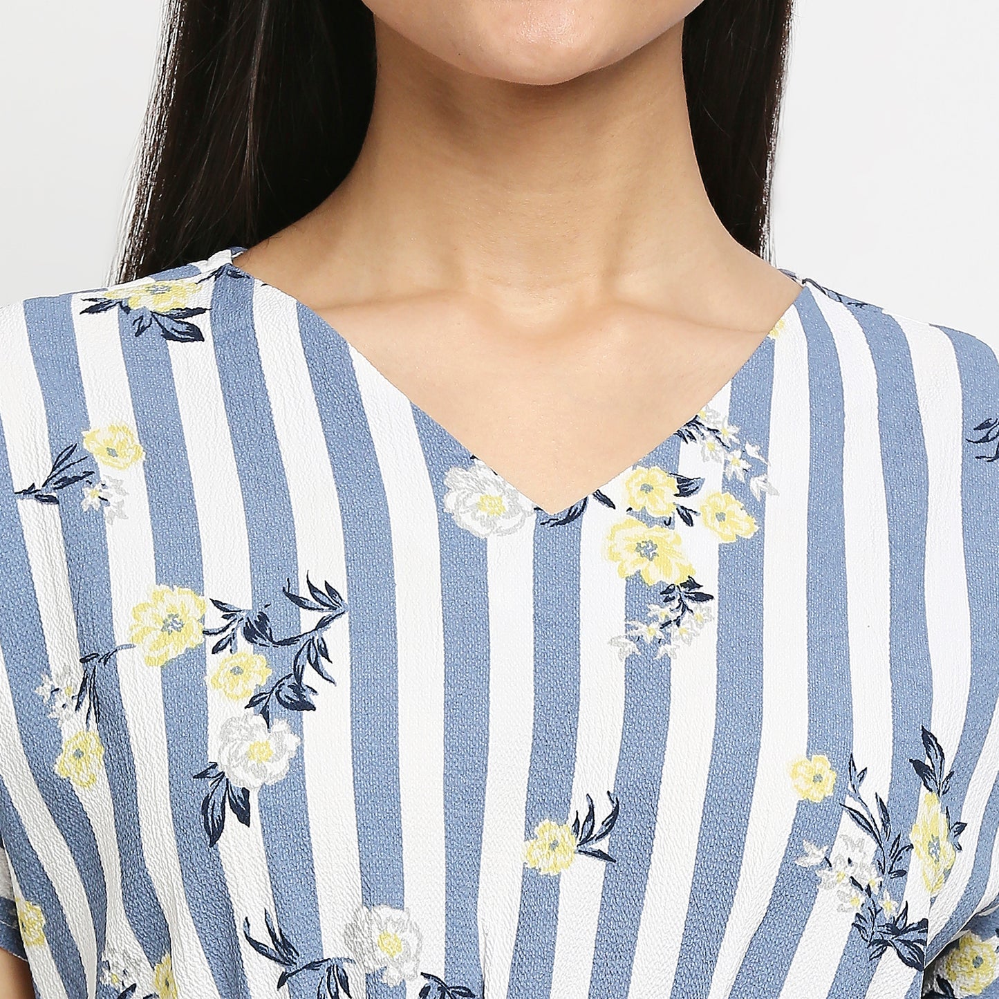 Women's Blue Poly Crepe Printed Kurta