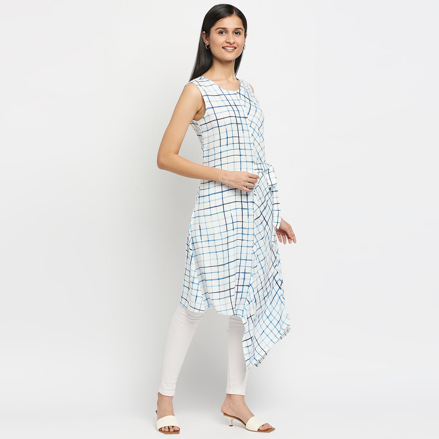Women's Off White Viscose Rayon Printed Kurta