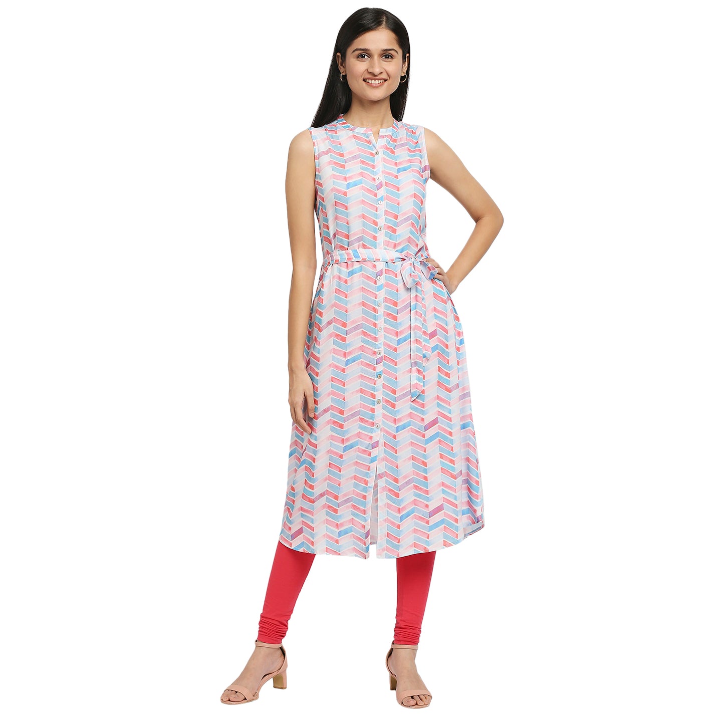 Women's Pink Viscose Rayon Printed Kurta