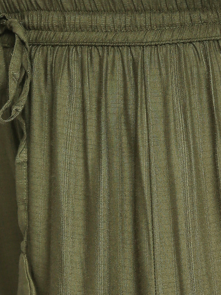 Women's Olive 100% Viscose  Palazzo