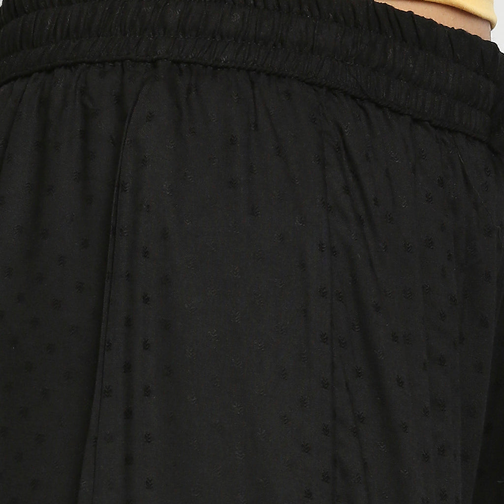 Women's Black Viscose Polka Dot Palazzo