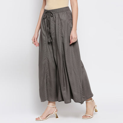 Women's Grey Viscose Stripes Palazzo