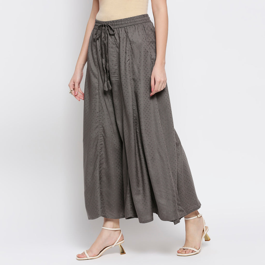 Women's Grey Viscose Stripes Palazzo