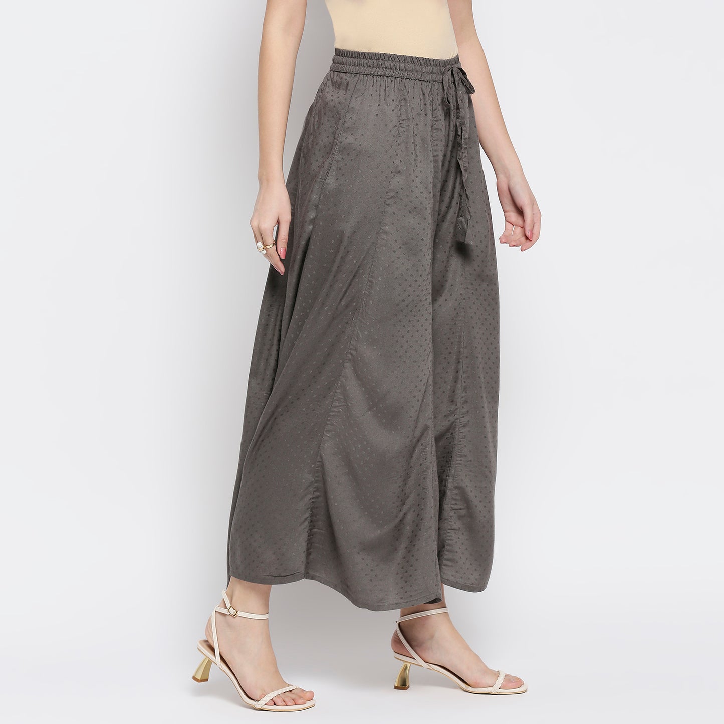 Women's Grey Viscose Stripes Palazzo