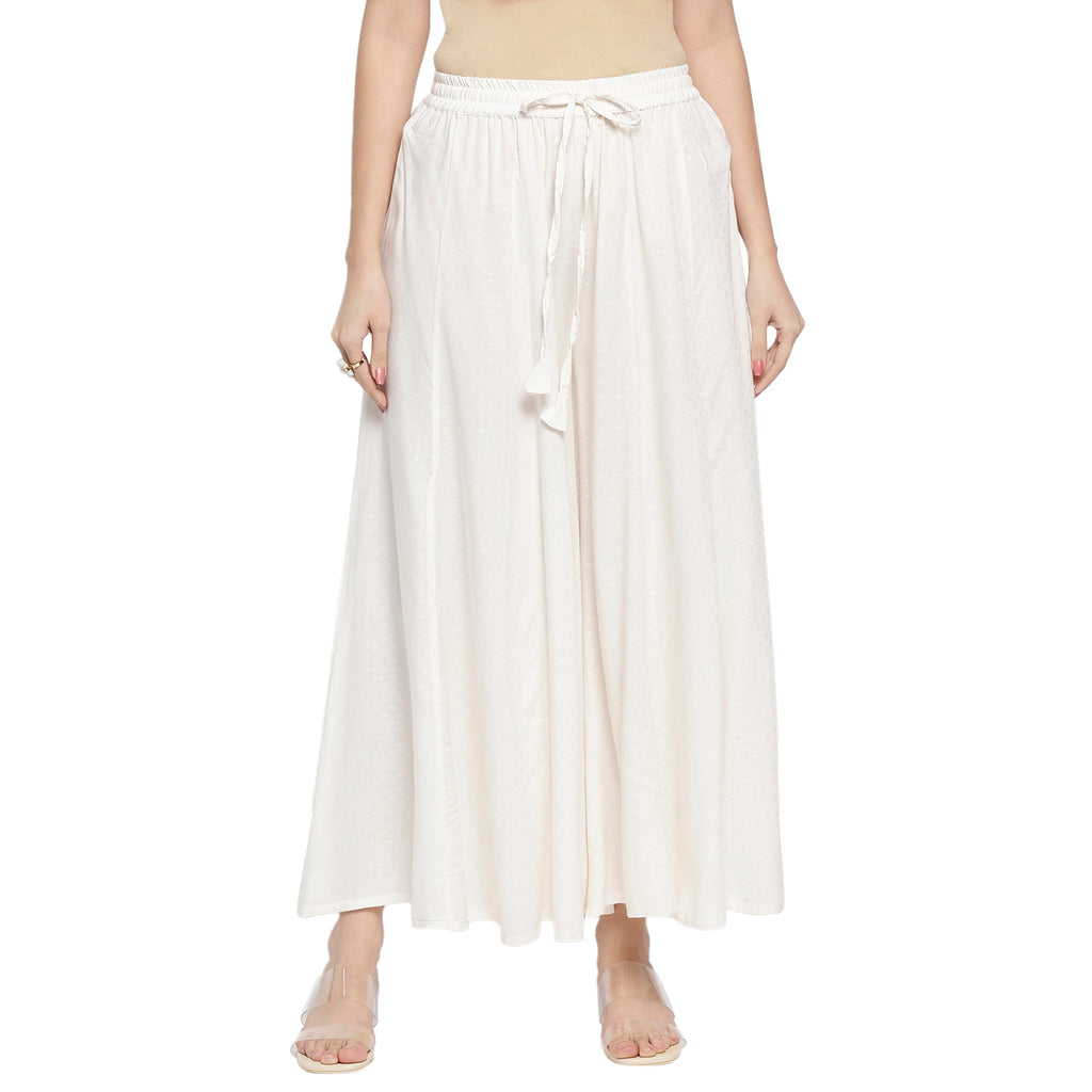Women's Off White Viscose Stripes Palazzo