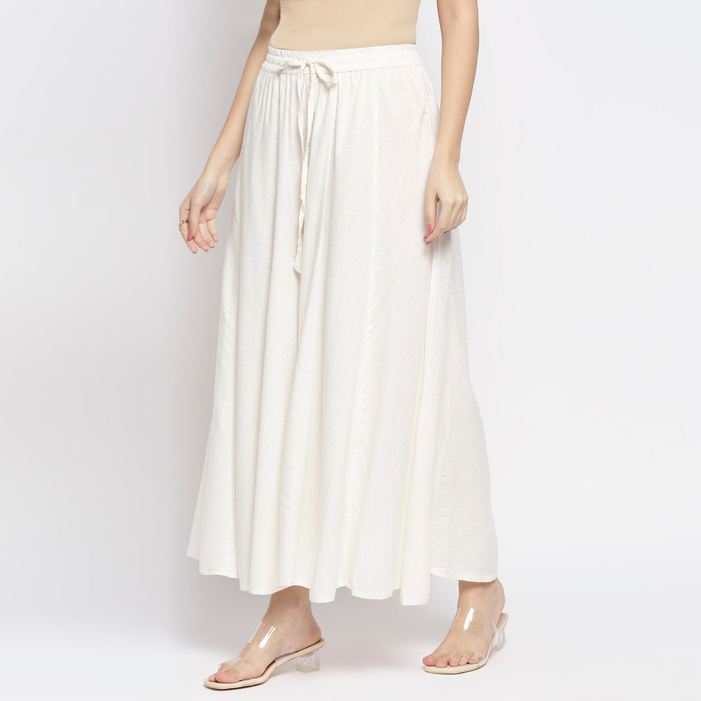 Women's Off White Viscose Stripes Palazzo