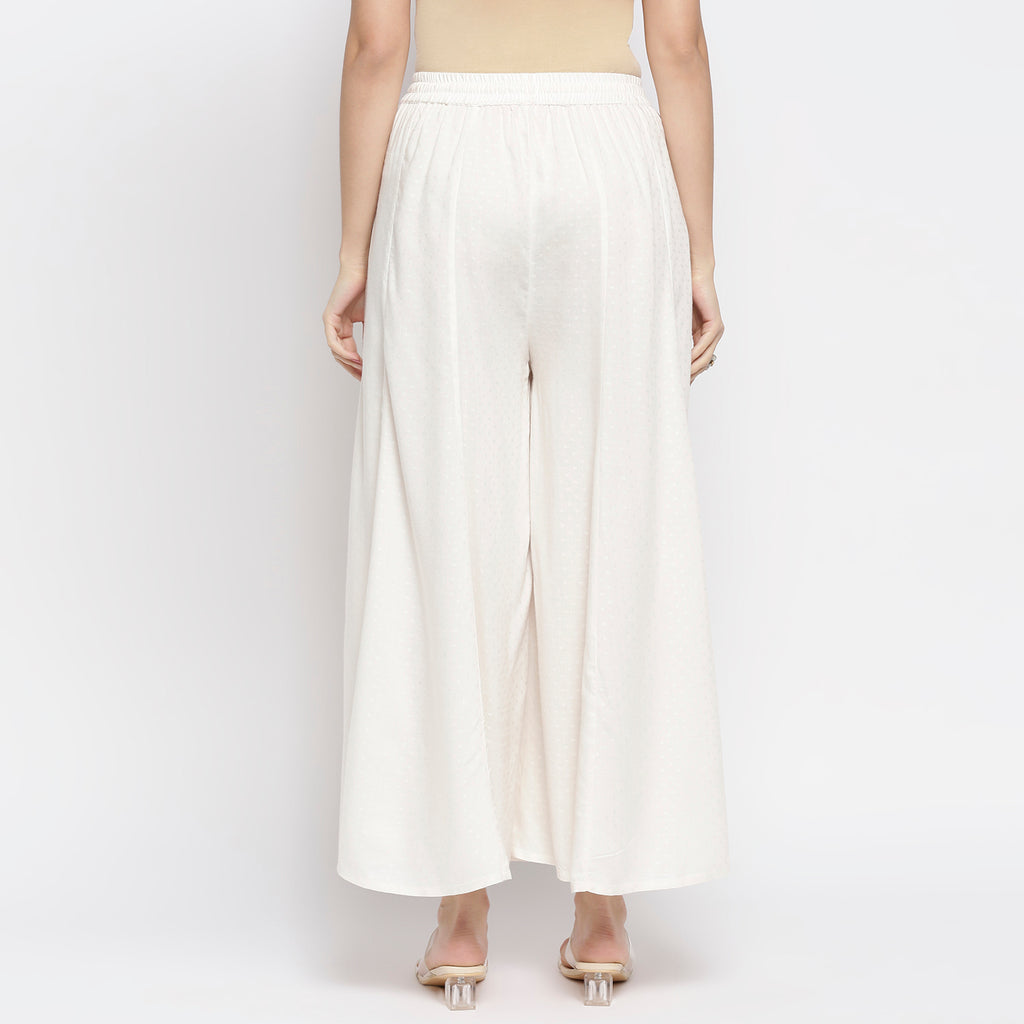 Women's Off White Viscose Stripes Palazzo
