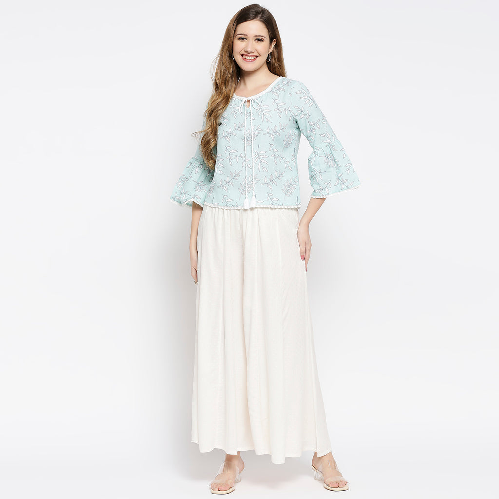 Women's Off White Viscose Stripes Palazzo