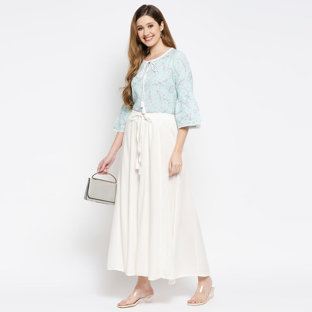 Women's Off White Viscose Stripes Palazzo