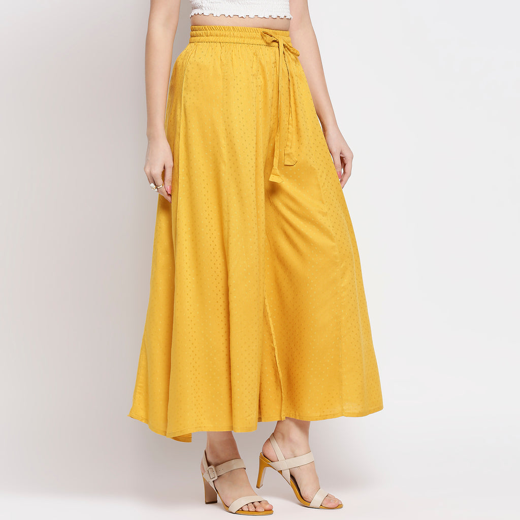 Women's Mustard Viscose Stripes Palazzo
