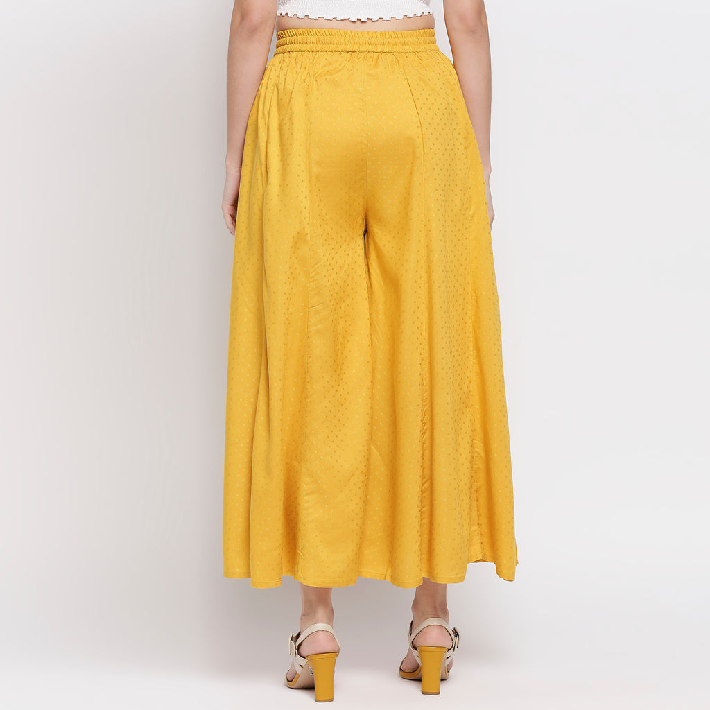 Women's Mustard Viscose Stripes Palazzo