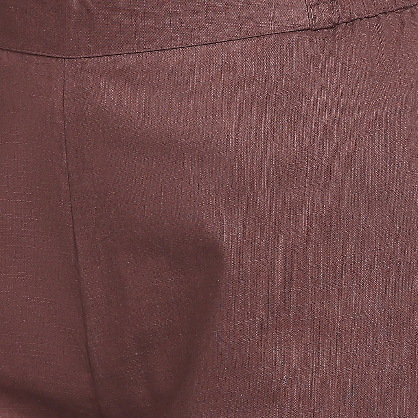 Women's Brown Cotton Self Print Pant
