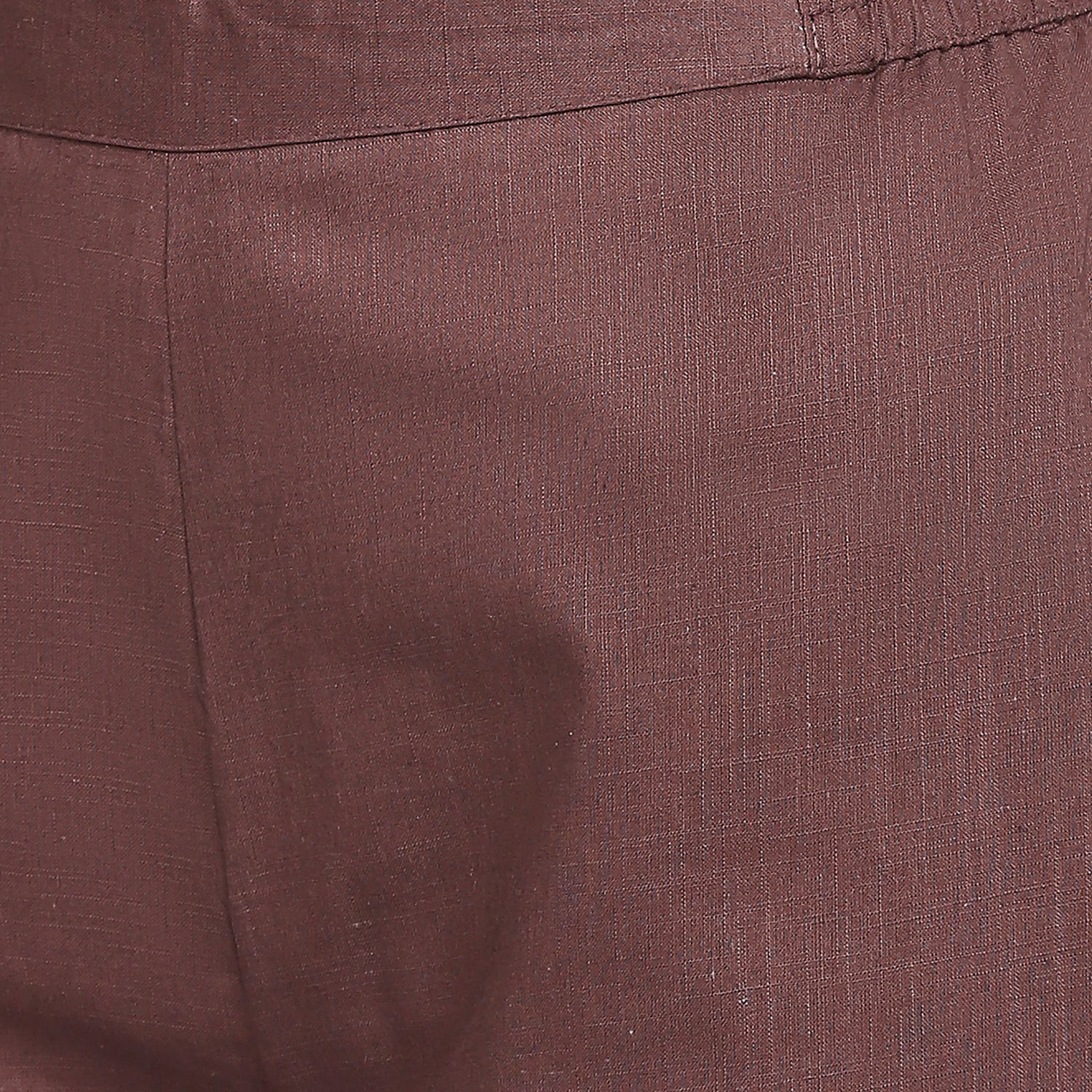 Women's Brown Cotton Self Print Pant