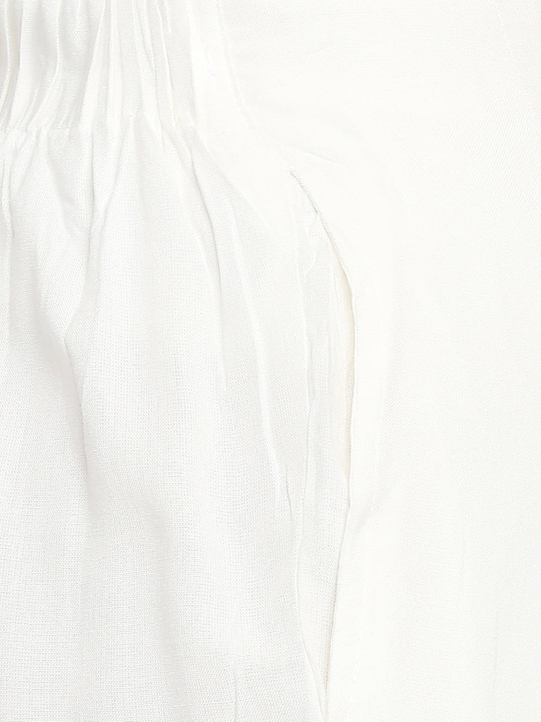 Women's Off White 100% Viscose Solid Palazzo