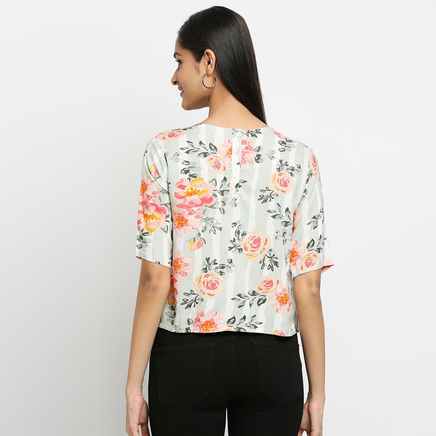 Women's Coral Rayon Printed Kurta