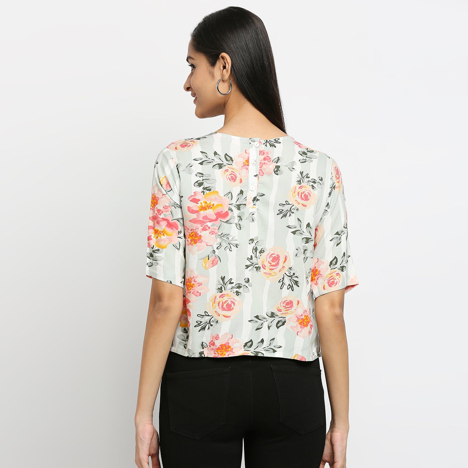 Women's Coral Rayon Printed Kurta