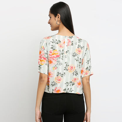 Women's Coral Rayon Printed Kurta