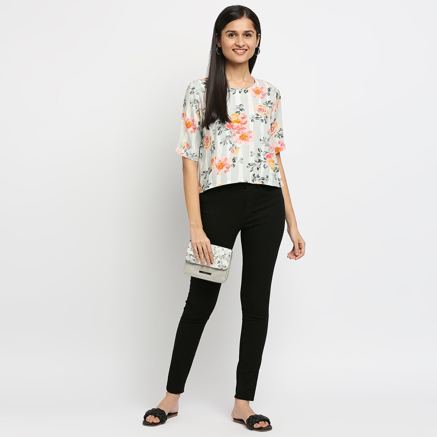 Women's Coral Rayon Printed Kurta