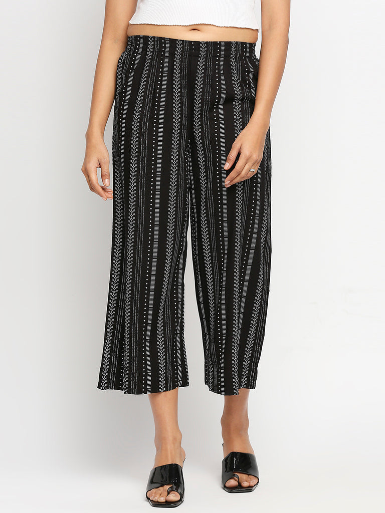 Women's Black Rayon  Palazzo