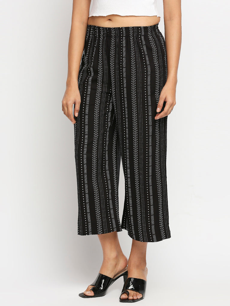 Women's Black Rayon  Palazzo