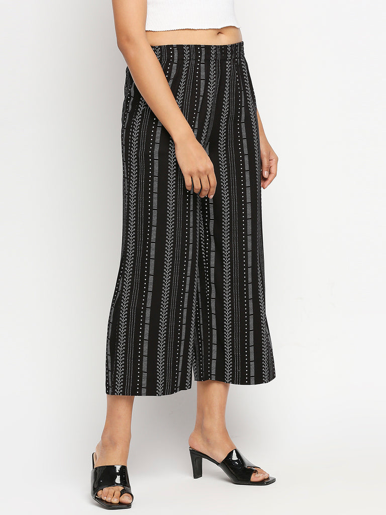 Women's Black Rayon  Palazzo