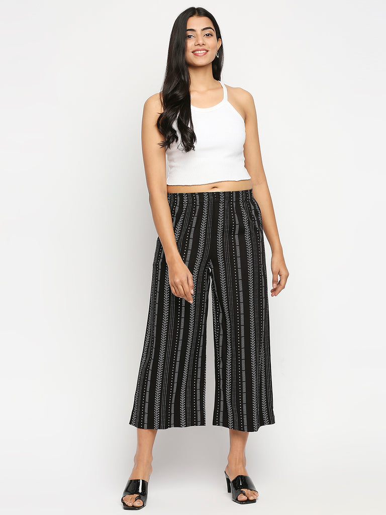 Women's Black Rayon  Palazzo