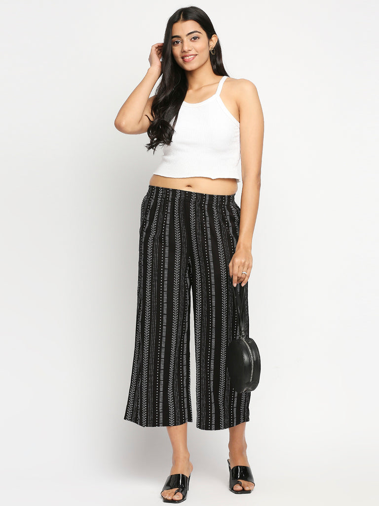 Women's Black Rayon  Palazzo