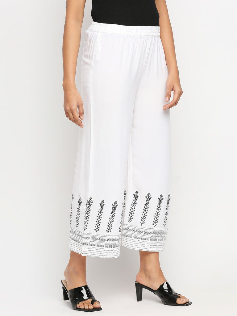 Women's White Rayon  Palazzo