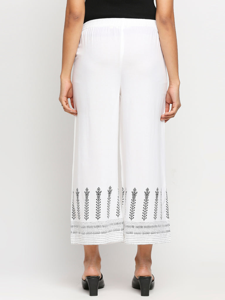 Women's White Rayon  Palazzo