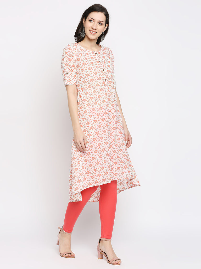 Women's Rust Cotton Printed Kurta