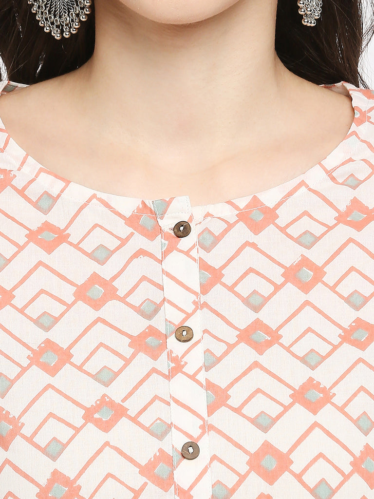 Women's Rust Cotton Printed Kurta