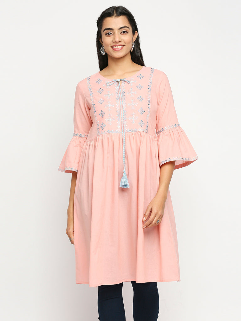 Women's Peach Cotton  Fusion Topwear